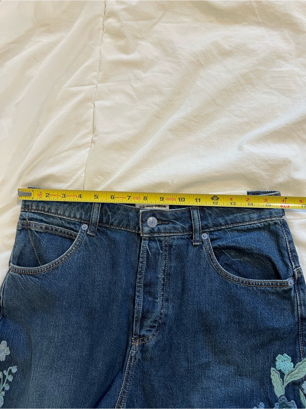 NWT Free People Willow Floral forget me not Embroidered jeans w 29 we the free - Picture 13 of 16